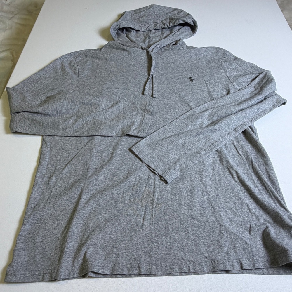 Polo Ralph Lauren Men's Gray Lightweight Hoodie L Pony Logo Minimalist Preppy